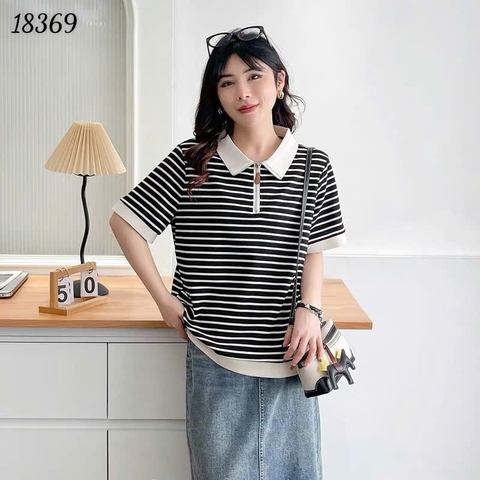 18369 A.Polo sọc- 00288 - ĐEN