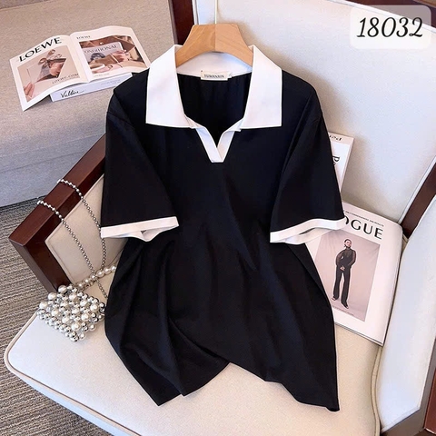 Áo Polo BIGSIZE Quảng Châu trơn size ĐẠI 100kg 110kg vừa - 18032 ĐEN