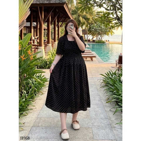 ✔ Đầm Maxi che bụng BIGSIZE QCCC kiểu nhúng hack eo chất lụa đẹp mặc mát hoạ tiết Bi Bi HotTrend - 18958