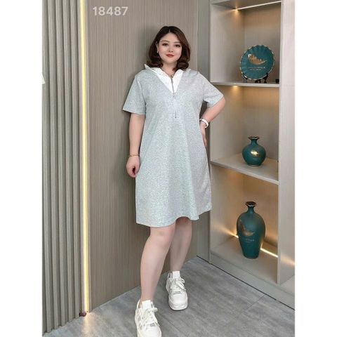 S-0020-18487--Đầm Nón Ren 00400- XÁM