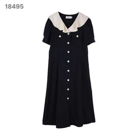 S-0020- 18495-- Đầm cổ bèo 00360 - ĐEN