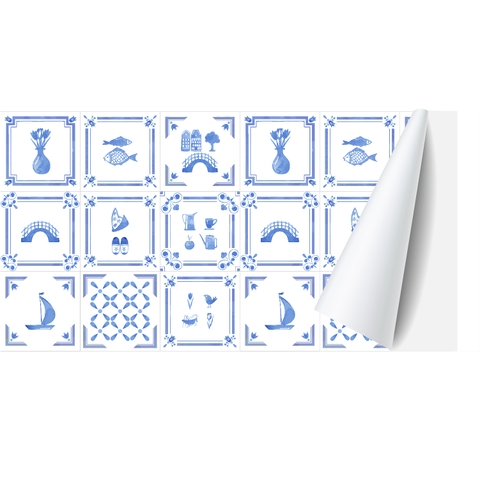 Decal Dán Bếp Họa Tiết Gạch Men Ốp Cổ Điển Sticker