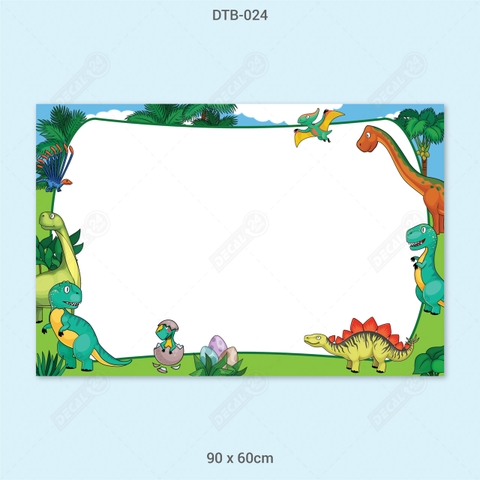 Decal Dán Tường Bút Lông Hoạt Hình Thế Giới Khủng Long Dễ Thương Cho Bé