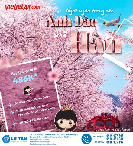 BAY HÀN QUỐC NGẮM HOA ANH ĐÀO CHỈ TỪ 486K*