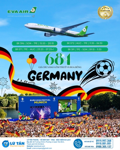 BAY GERMANY THAM DỰ EURO FESTIVAL VÀO THÁNG 6.2024 NÀY CÙNG EVA AIR CHỈ TỪ 681 USD