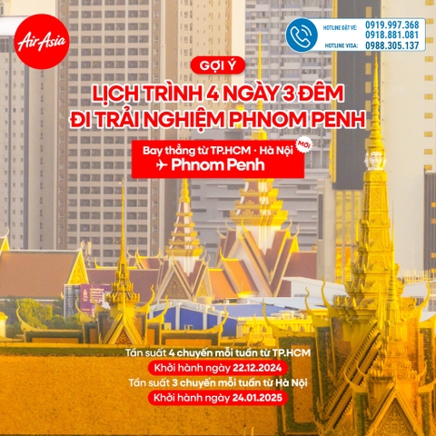 Bay Thẳng Đến Phnom Penh Chỉ Với Vé 0 Đồng Cùng AirAsia