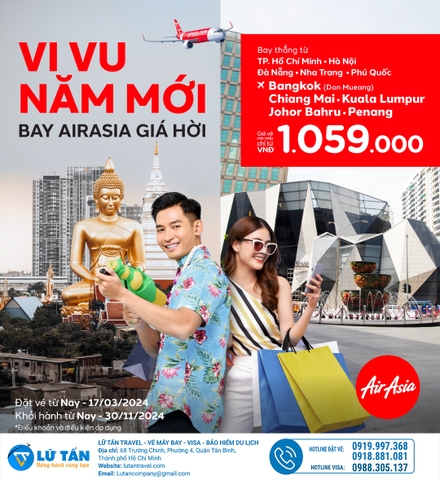 NĂM MỚI BAY TỚI MALAYSIA - THÁI LAN CÙNG AIR ASIA CHỈ 1TR059K