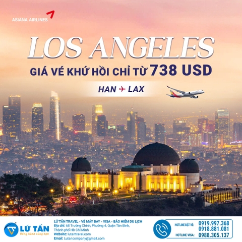 BAY LOS ANGELES CÙNG ASIANA AIRLINES CHỈ TỪ 738 USD