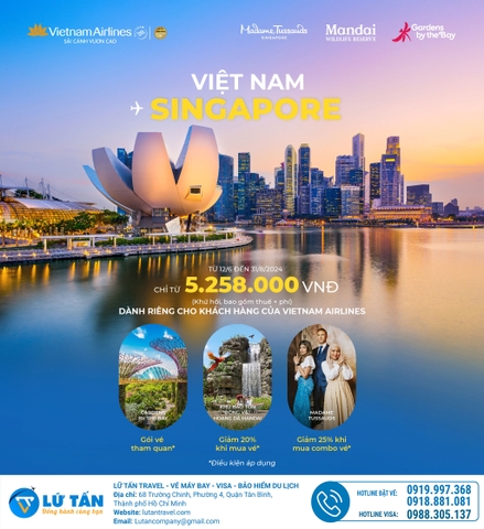 ƯU ĐÃI ĐỘC QUYỀN - THOẢI MÁI VI VU SINGAPORE  CÙNG VIETNAM AIRLINES