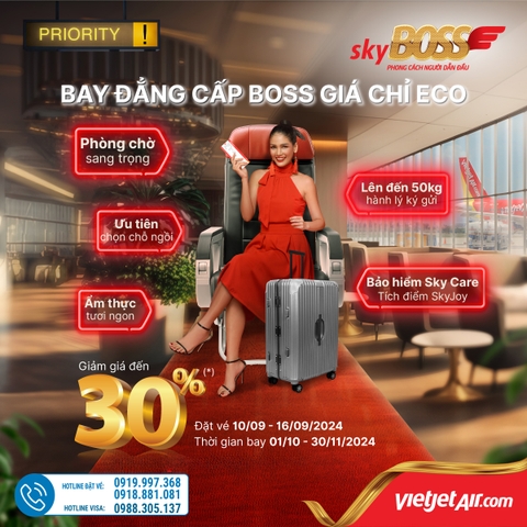 Bay đẳng cấp BOSS, giá chỉ ECO cùng Vietjet Air