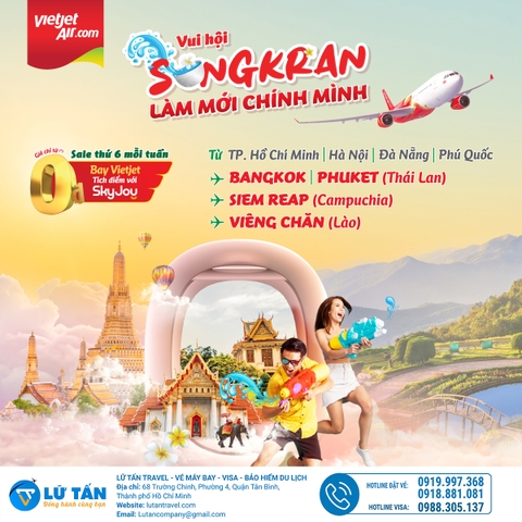 VUI HỘI SONGKRAN, BAY 0Đ CÙNG VIETJET AIR!