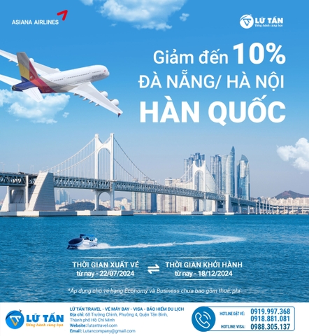 ƯU ĐÃI BAY HÀN QUỐC GIẢM ĐẾN 10% KHI BAY HẠNG ECONOMY VÀ BUSINESS CÙNG ASIANA AIRLINES