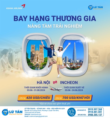 TRẢI NGHIỆM BAY THƯƠNG GIA VỚI GIÁ VÉ SIÊU ƯU ĐÃI CÙNG ASIANA AIRLINES