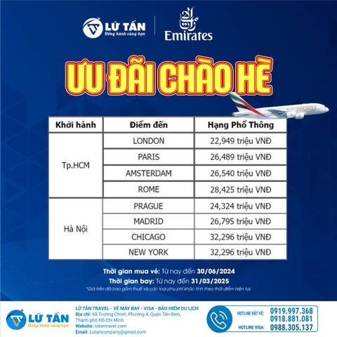 ƯU ĐÃI CHÀO HÈ CÙNG EMIRATES