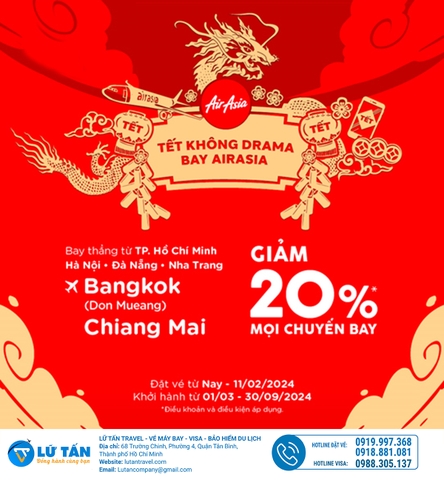 TẾT KHÔNG DRAMA - BAY AIR ASIA GIẢM GIÁ NGAY 20%
