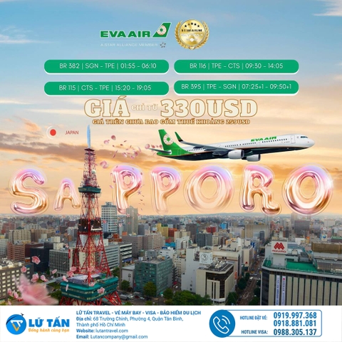 Khám phá Sapporo - Nhật Bản chỉ từ 330 USD cùng Eva Air