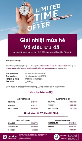GIẢI NHIỆT MÙA HÈ CÙNG QUATAR AIRWAYS