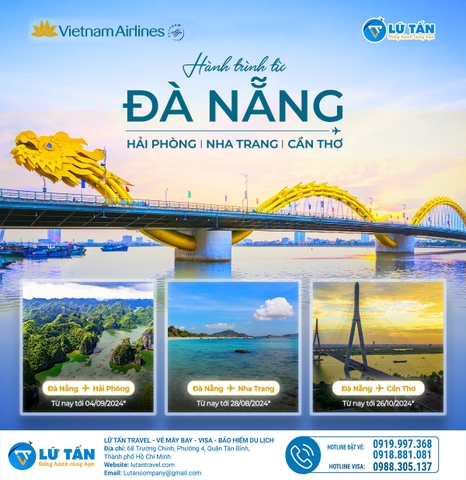 VIETNAM AIRLINES MỞ ĐƯỜNG BAY ĐÀ NẴNG - CẦN THƠ/NHA TRANG/HẢI PHÒNG