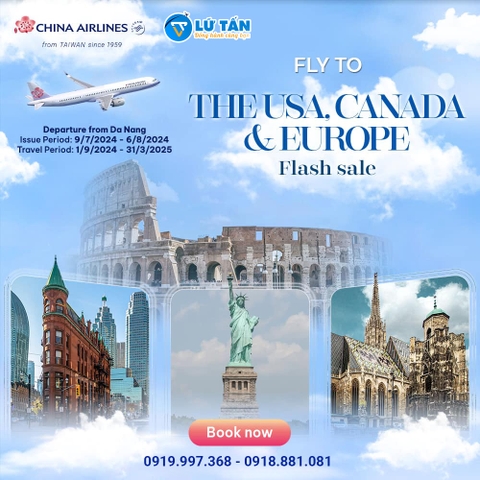 NHẬN NGAY ƯU ĐÃI – SẢI CÁNH ĐẾN MỸ, CANADA & CHÂU ÂU CÙNG CHINA AIRLINES