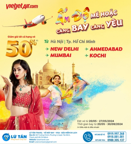 Bay Ấn Độ giảm nửa giá cùng Vietjet Air