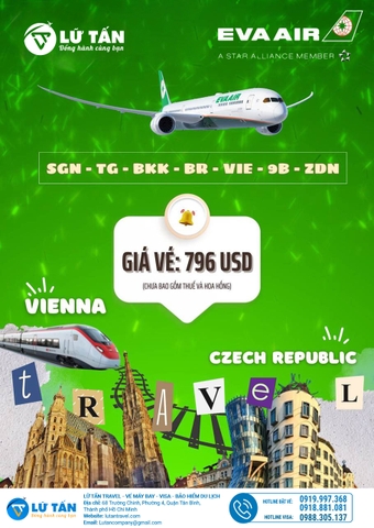 EVA AIR - HÀNH TRÌNH BAY CHÂU ÂU KÈM VÉ XE LỬA