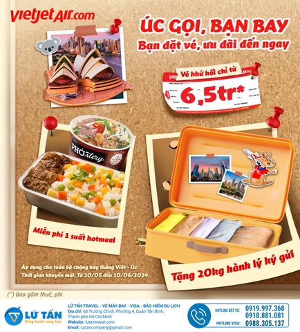 ƯU ĐÃI BAY ÚC CÙNG VIETJET AIR CHỈ TỪ 6,5TR