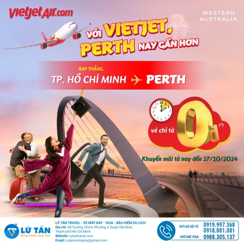 Bay Thẳng Đến Perth 0 Đồng, Vietjet Thôi!