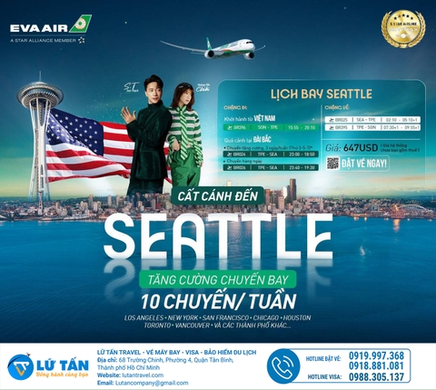 EVA AIR TĂNG CƯỜNG CHUYẾN BAY ĐẾN SEATLLE