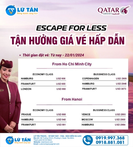 DU XUÂN CÙNG QUATAR AIRWAYS - BAY CHÂY ÂU CHỈ TỪ 868 USD