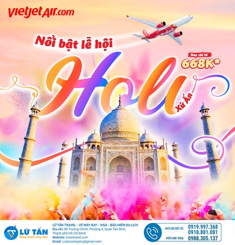 Bay Ấn Độ tham gia lễ hội Holi chỉ từ 668K