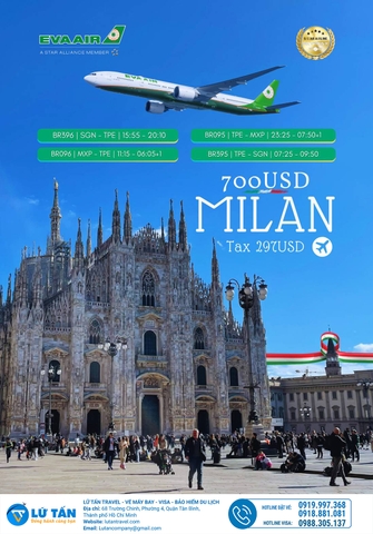 BAY MILAN HÈ NÀY CÙNG EVA AIR CHỈ TỪ 700 USD
