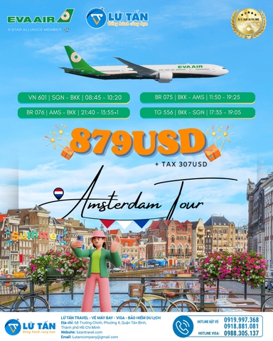 CÙNG EVA AIR TRẢI NGHIỆM DỊCH VỤ ĐẲNG CẤP ĐẾN AMSTEDAM CHỈ TỪ 879 USD