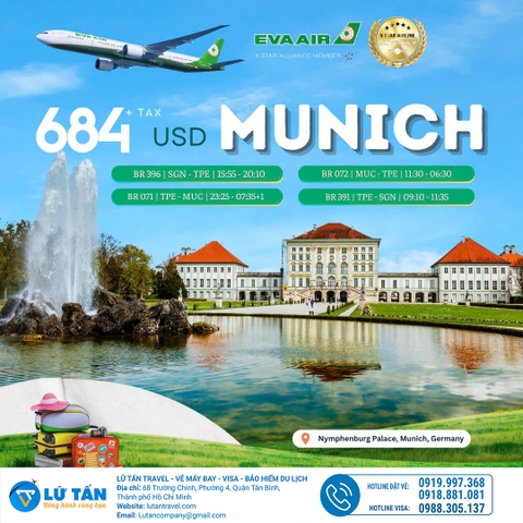 THỎA SỨC BAY MUNICH (ĐỨC) CÙNG EVA AIR CHỈ TỪ 684 USD