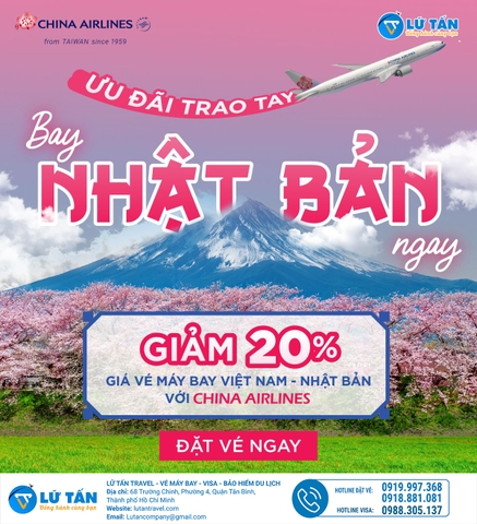 CHÀO HÈ SÔI ĐỘNG - ƯU ĐÃI 20% BAY NHẬT BẢN CÙNG CHINA AIRLINES