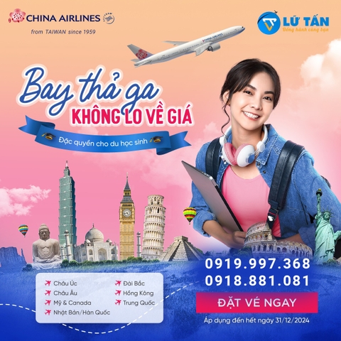 ƯU ĐÃI ĐỘC QUYỀN DÀNH CHO DU HỌC SINH TỪ China Airlines 中華航空