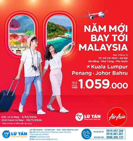 NĂM MỚI BAY TỚI MALAYSIA CÙNG AIR ASIA CHỈ 1TR059K