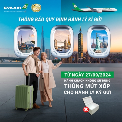 EVA AIR THÔNG BÁO QUY ĐỊNH HÀNH LÝ KÝ GỬI