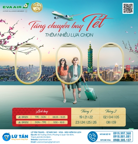 EVA Air Tăng Chuyến Bay Tết, Thêm Nhiều Lựa Chọn Vi Vu