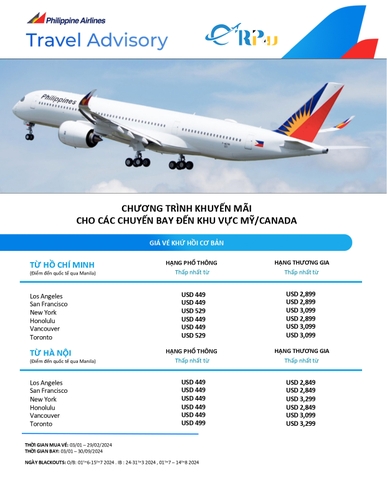 MỸ - CANADA KHÔNG CÒN XA VỚI ƯU ĐÃI TỪ PHILIPPINE AIRLINES