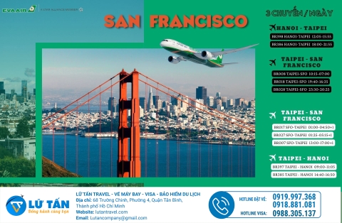TRẢI NGHIỆM HÀNH TRÌNH BAY ĐẾN SAN FRANCISCO CÙNG EVA AIR