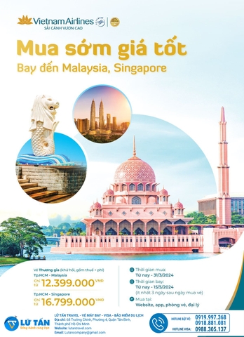 MUA SỚM GIÁ TỐT - BAY SINGAPORE/MALAYSIA CÙNG VIETNAM AIRLINES
