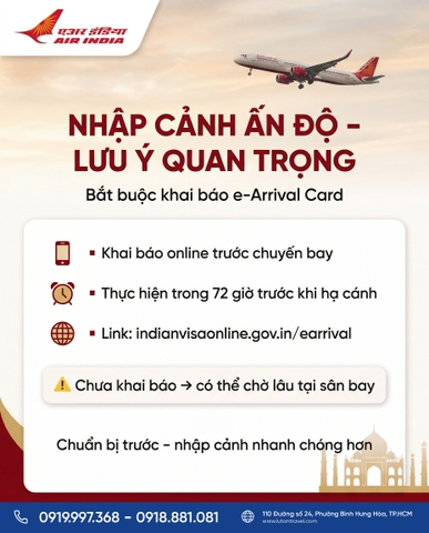 Quy Định Khai Báo e-Arrival Card Nhập Cảnh Ấn Độ Mới Nhất 2026
