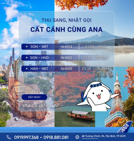 ANA 2025: Vé đi Nhật Bản mùa thu, ngắm lá đỏ cùng Hãng 5 sao