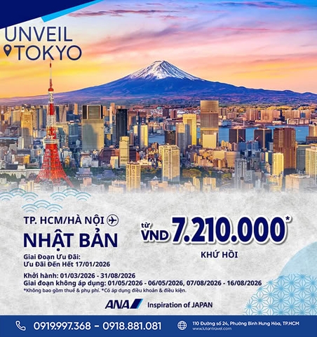 ANA 2026: Vé khứ hồi đi Nhật Bản chỉ từ 7.210K