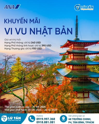 Khuyến mãi ANA 2025: Vé máy bay TP.HCM – Nhật Bản giá tốt nhất