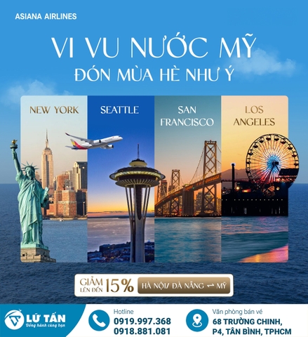 Ưu đãi vé bay Asiana Airlines đi Mỹ 2025 mới nhất