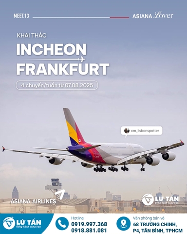 Asiana Airlines 2025: Bay A380 đến Frankfurt từ TP.HCM/Hà Nội