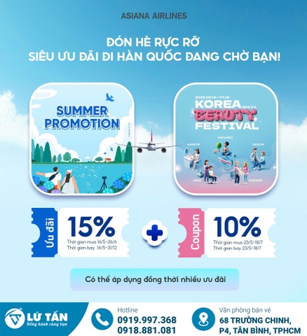 Ưu Đãi Lớn Vé Máy Bay Đi Hàn Quốc Mùa Hè 2025 Cùng Asiana Airlines – Giảm Đến 25%