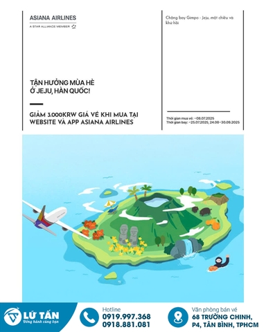 Vé máy bay đi Jeju 2025 ưu đãi từ Asiana Airlines