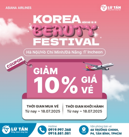 Vé đi Korea Beauty Festival 2025 giảm 10% cùng Asiana